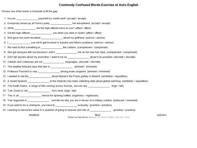 Frequently Confused Words Worksheet Worksheets For All