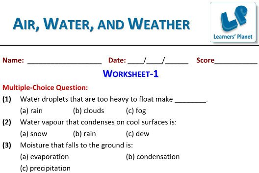 Grade 3 Evs Worksheets On Air Water And Weather Quizzes Video Lectures