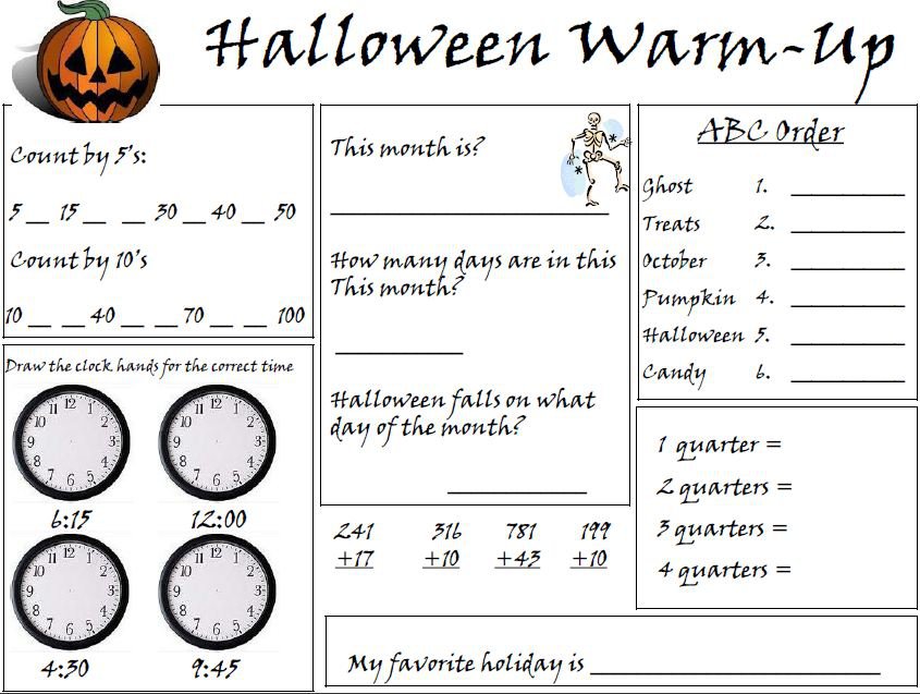 Halloween Worksheets For Middle School Worksheets For All Download