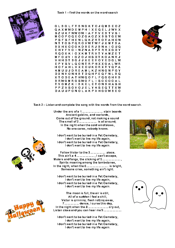 Halloween Worksheets For Middle School Worksheets For All Download