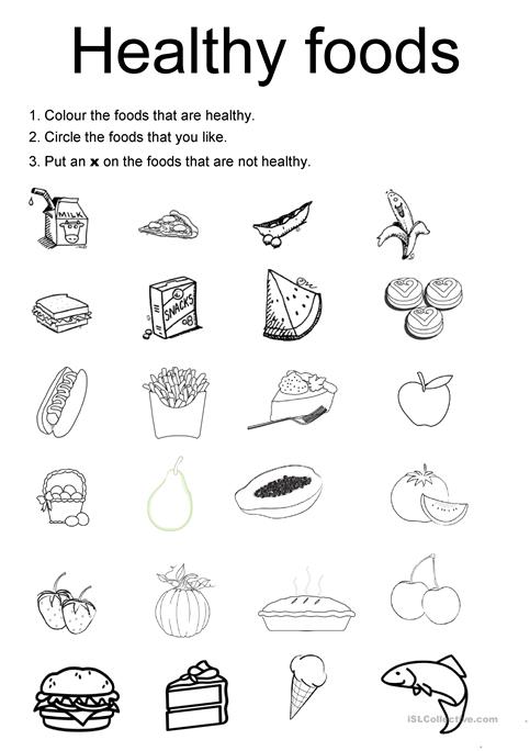 Healthy Foods Worksheet