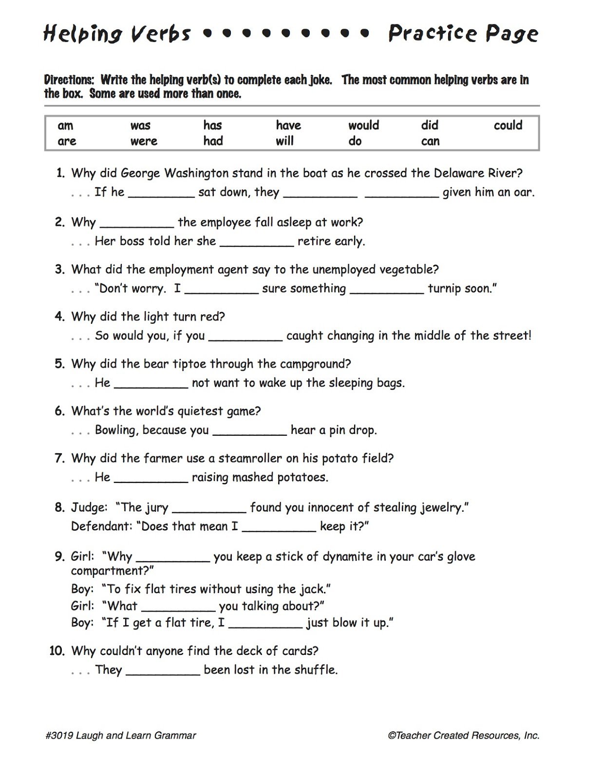 Helping Verbs Worksheets Middle School The Best Worksheets Image