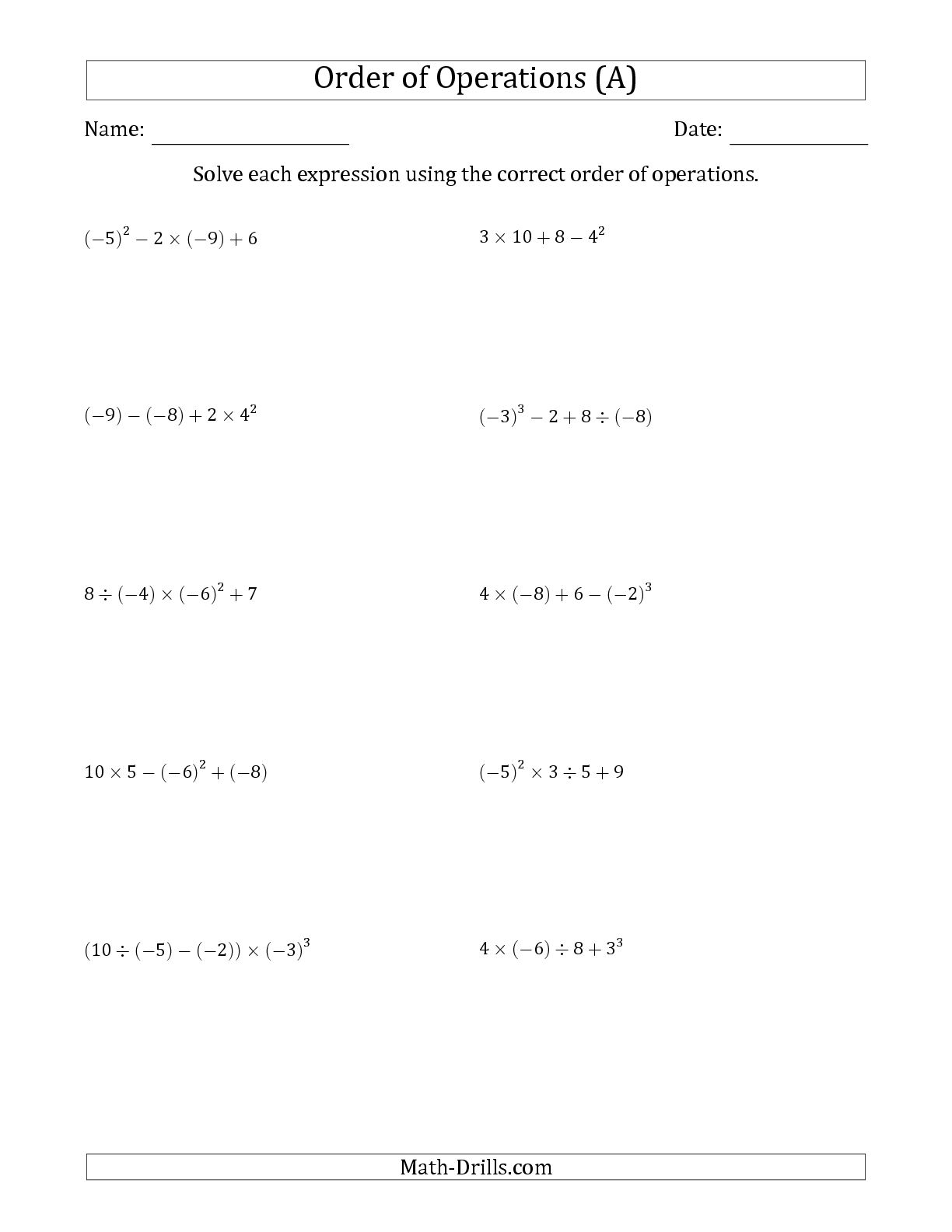 Ideas Of Pemdas Integers Worksheets For Your Reference