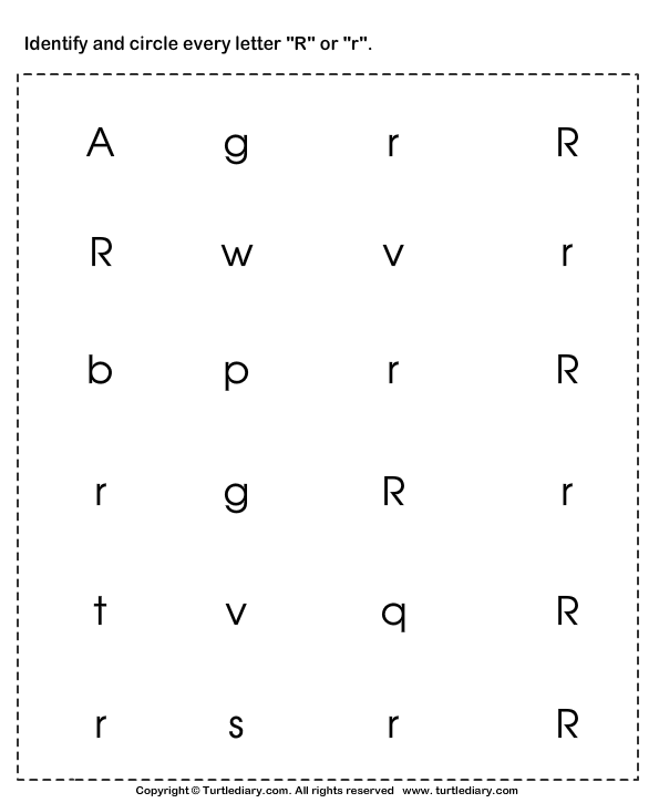 Identifying Lowercase And Uppercase Letter R Worksheet