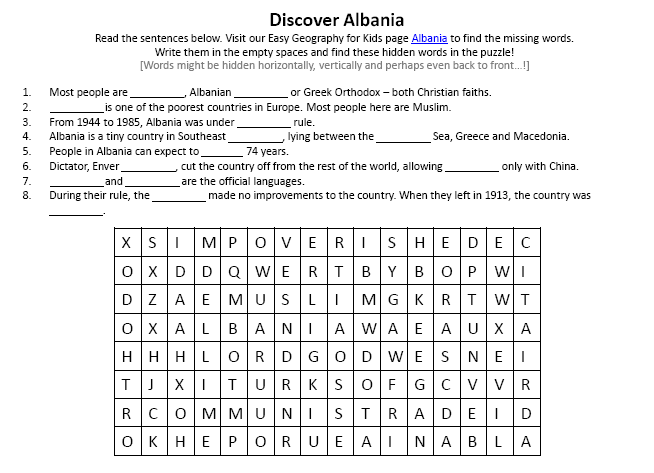 Image Of Albania Worksheet