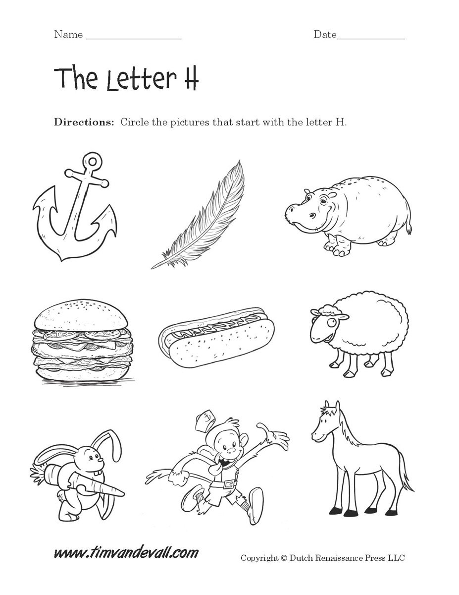 Letter H Worksheets For Preschool  Letter  Best Free Printable