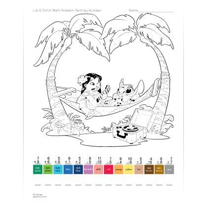 Lilo amp Stitch Math Problem Paint - Lilo Stitch Math Problem Paint By Number Worksheet 0 