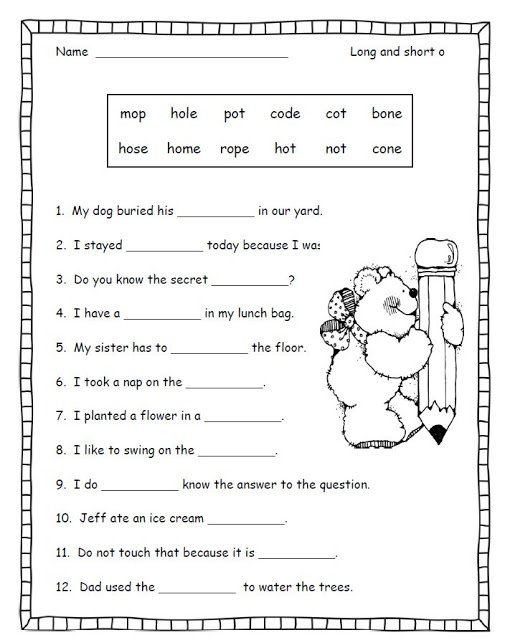 Long O Worksheets 2nd Grade Worksheets For All