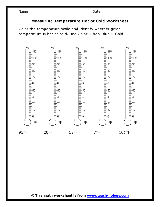 Measuring Temperature Worksheet Worksheets For All
