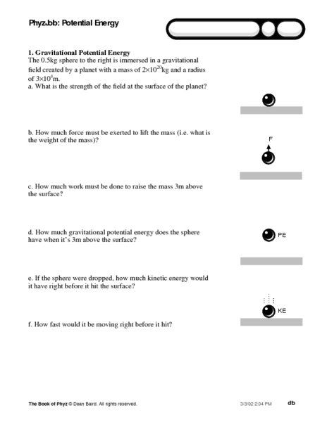 Mechanical Energy Worksheet Worksheets For All