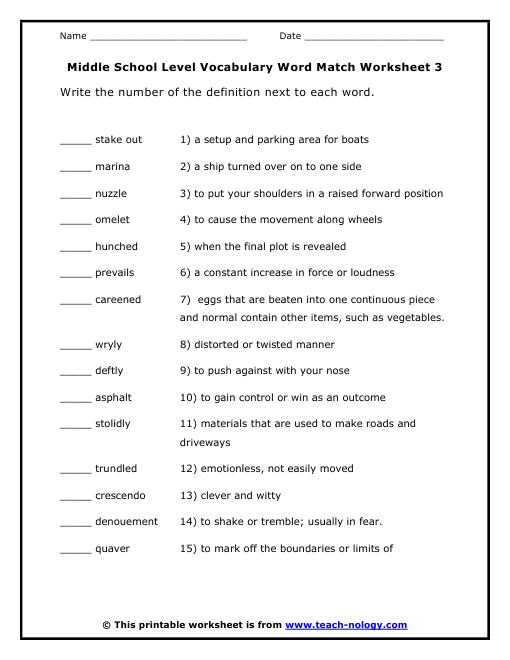 Middle School Worksheets Free Worksheets For All