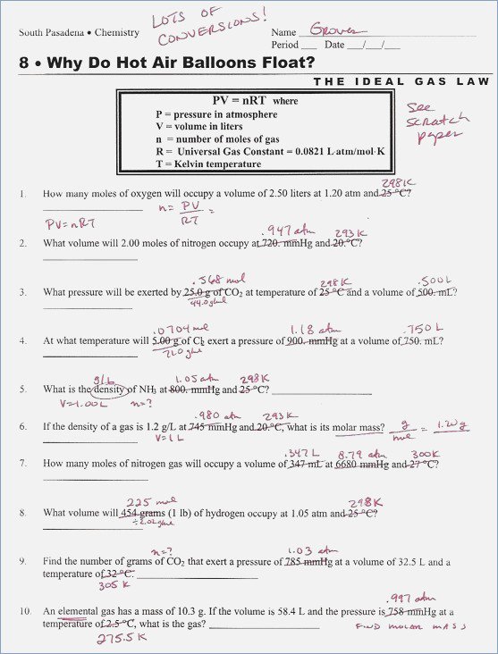 Mixed Gas Laws Worksheet The Best Worksheets Image Collection Free