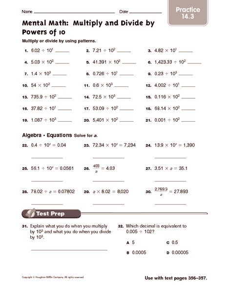 Multiplying Decimals By Powers Of 10 Worksheet Worksheets For All
