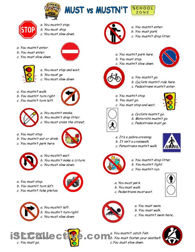 Must Or Mustn't Worksheet