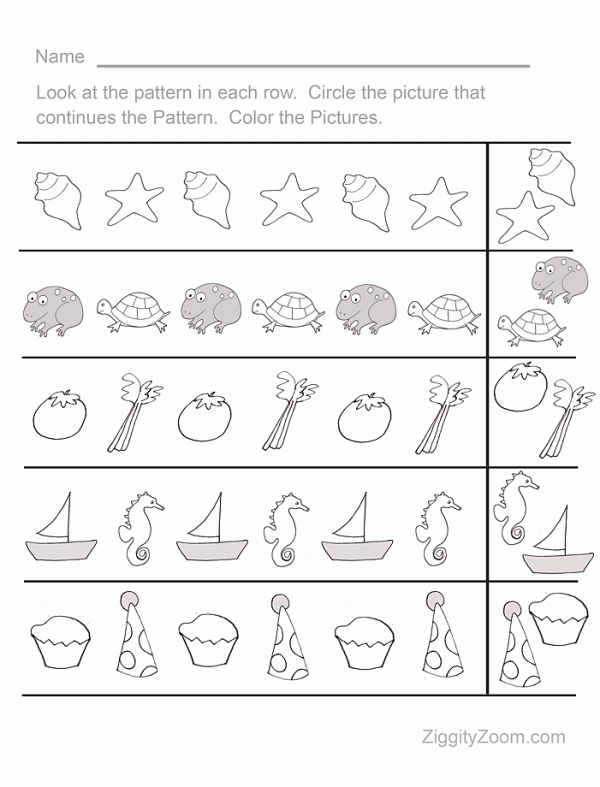 Pattern Worksheet For Kindergarten Worksheets For All