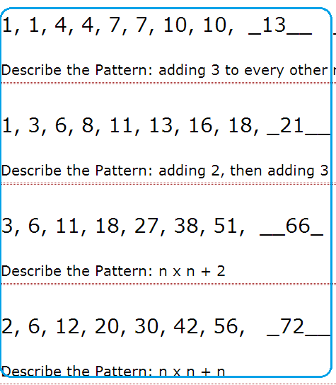 Patterns And Sequences Worksheet Grade 8