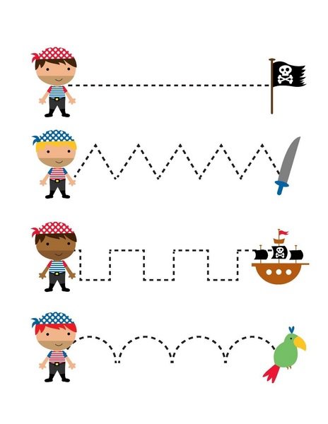 Pirate Worksheets Trace The Lines