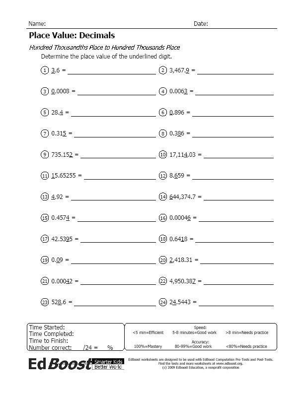 Place Value Worksheets Fifth The Best Worksheets Image Collection