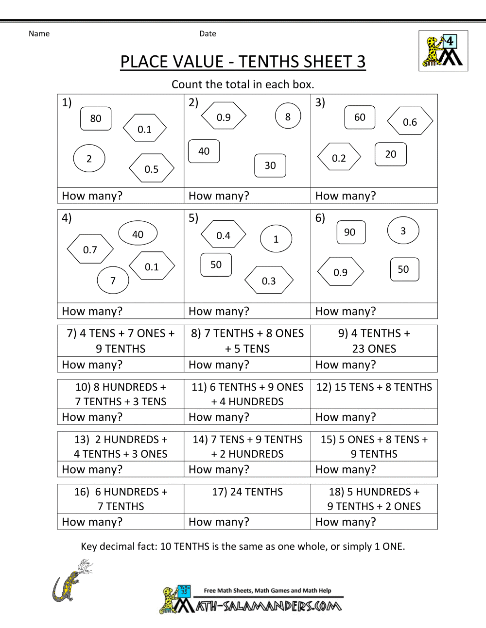 Printables  Decimal Place Value Worksheets  Messygracebook