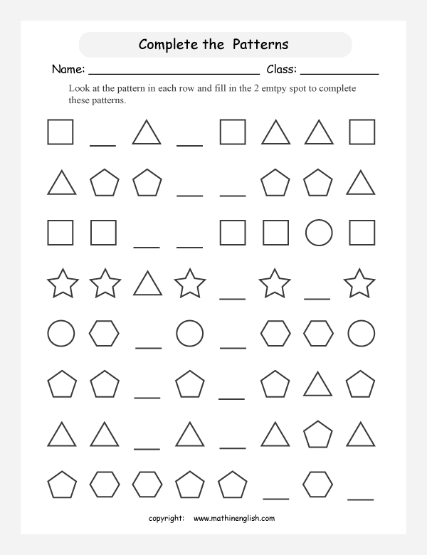 Printables  Patterns And Sequences Worksheet  Tempojs Thousands Of