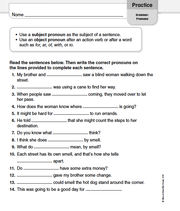 Pronoun Worksheet For 4th Grade Worksheets For All | Free Worksheets