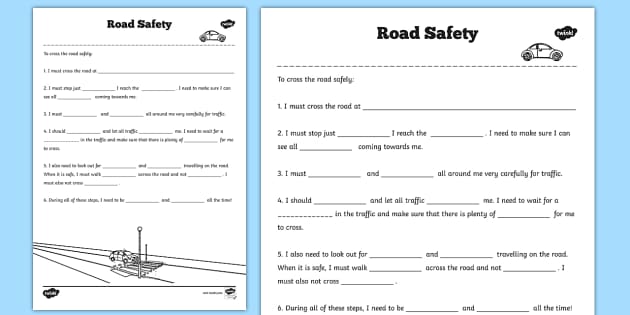 Road Safety Worksheets