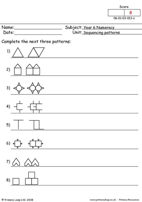 Sequence Patterns Worksheets Worksheets For All