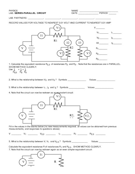 Series And Parallel Circuits Worksheet Series And Parallel