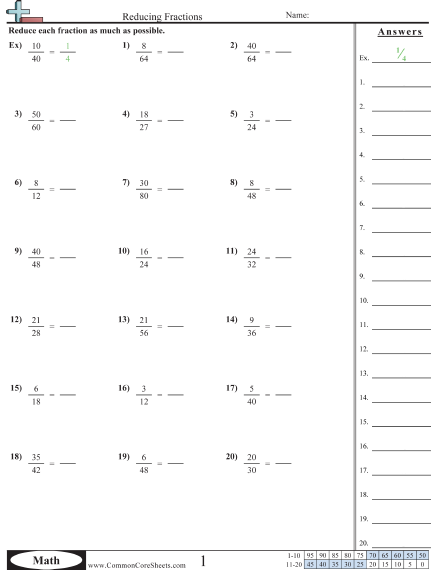 simplify fractions worksheet 4th grade questions and answers free