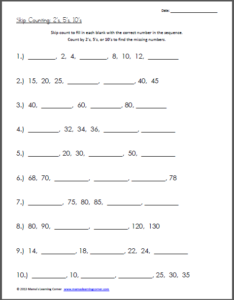 Skip Counting Worksheets 2nd Grade Worksheets For All