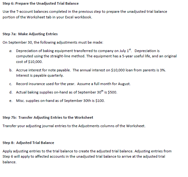 Solved  Step 6  Prepare The Unadjusted Trial Balance Use T