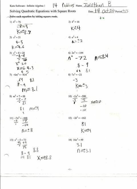 Solving Quadratics By Factoring Worksheets