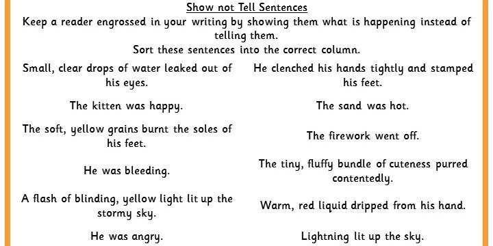 Sorting Show Not Tell Sentences