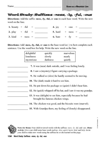 Suffix Ly Worksheet Worksheets For All