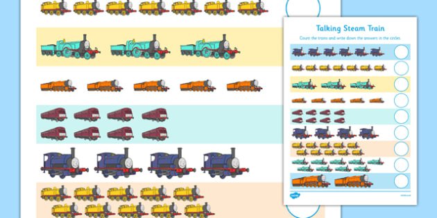 Talking Steam Train Themed Counting Sheet