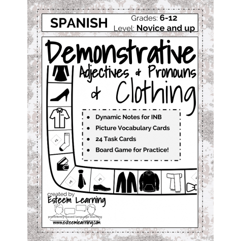 Task Cards, Inb Notes & Game For Clothing, Demonstrative