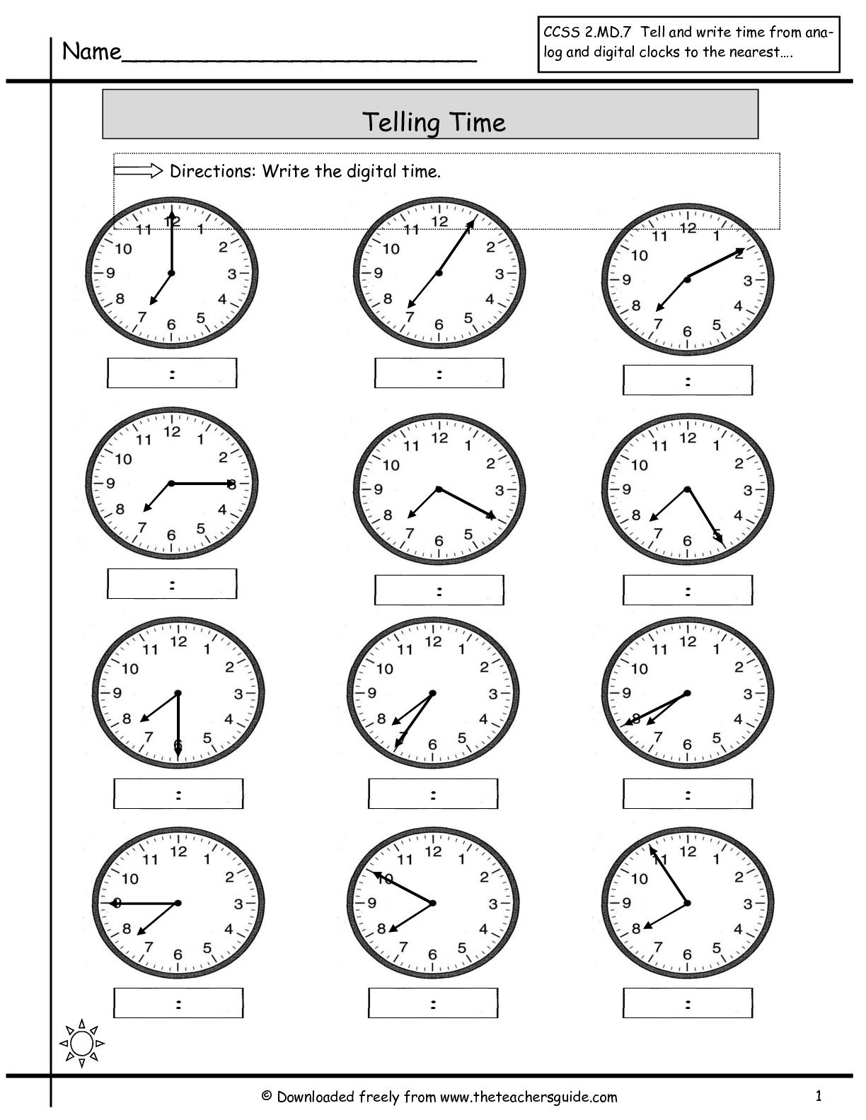 Telling Time Worksheets Online The Best Worksheets Image