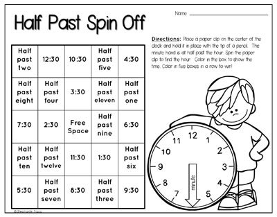 Time Worksheets Half Past Worksheets For All