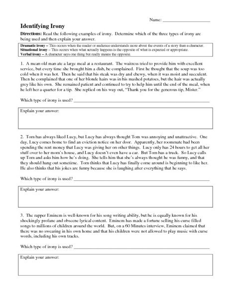 Types Of Irony Worksheet Worksheets For All