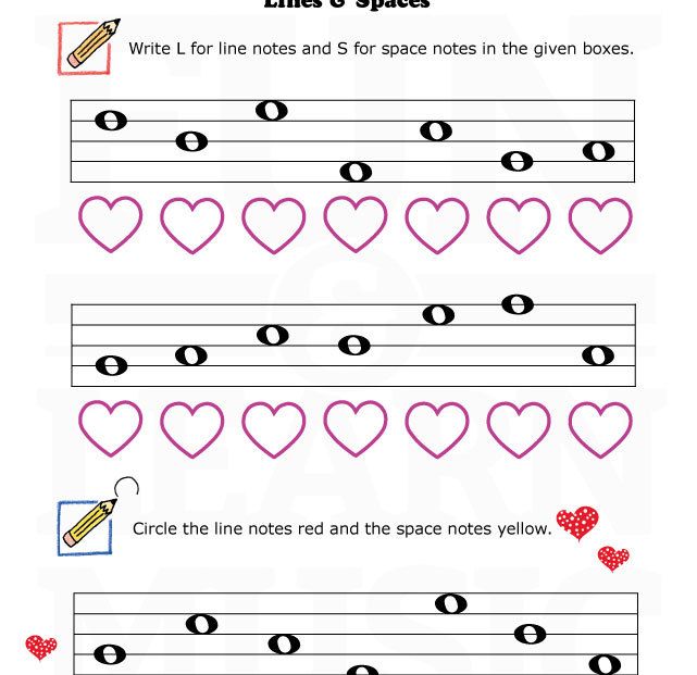 Valentine's Day Line Or Space Note Worksheet
