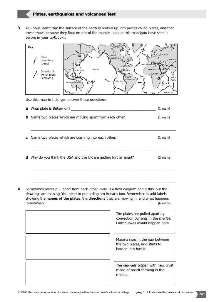 Plate Tectonics Worksheets Middle School