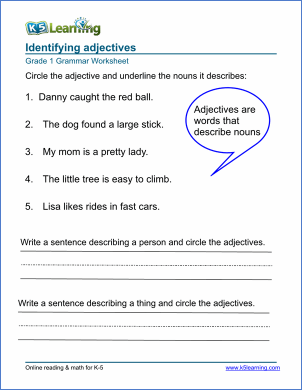 Worksheets For Adjectives Worksheets For All