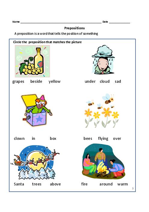 Worksheets For Grade 1 On Prepositions