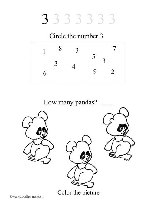 Worksheets On The Number 3