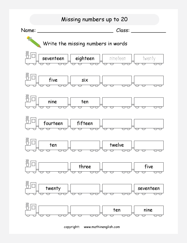 Writing Numbers In Words Worksheets For Grade 1