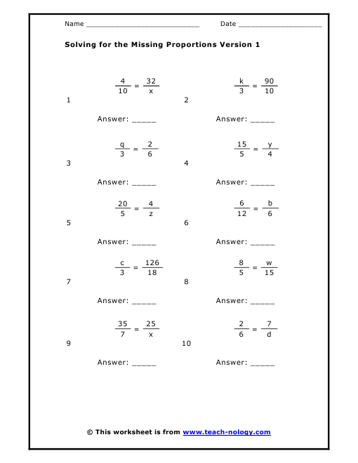 5+ Ratio And Proportion Worksheet