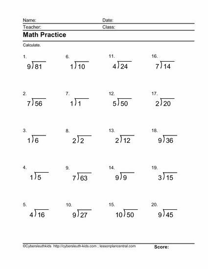 5th Grade Multiplication And Division Worksheets