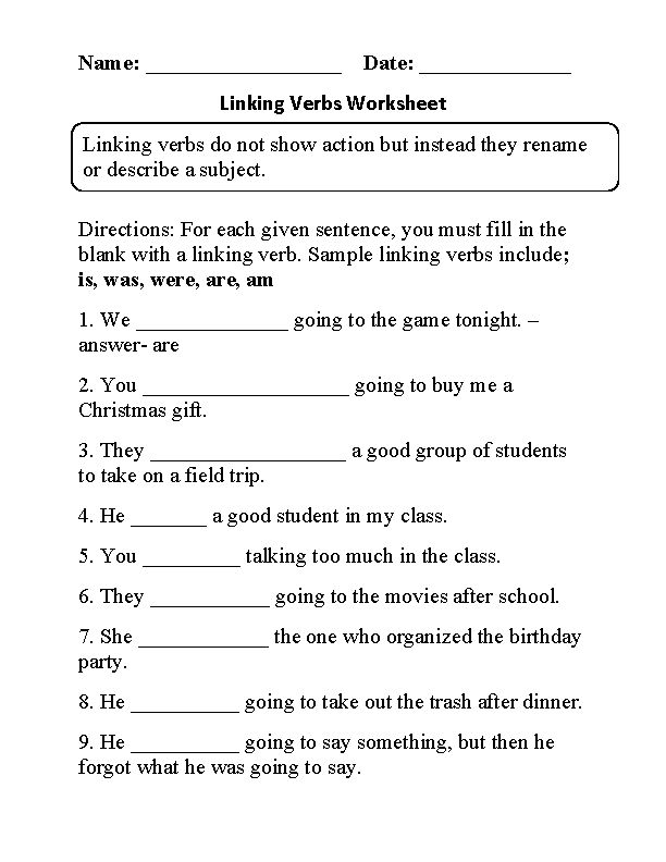 7th Grade Linking Verb Worksheets In Description With 7th Grade