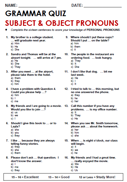 8 1 Object Pronouns Worksheet