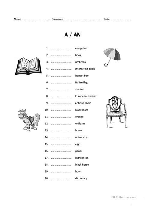 A An Exercise Test Worksheet